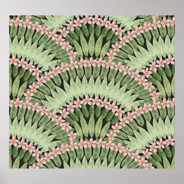 Hand målade Tropical Flowers Mönster Poster (Framsidan)