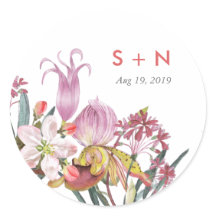 Hand målade vattenfärg exotiskt blommabröllop