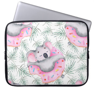 Hand målade vattenfärgen mönster med koala tropica laptop fodral