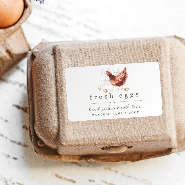Hand målat kycklingbruk eller Coop Egg Carton Labe Fraktsedel (Skapare uppladdad)