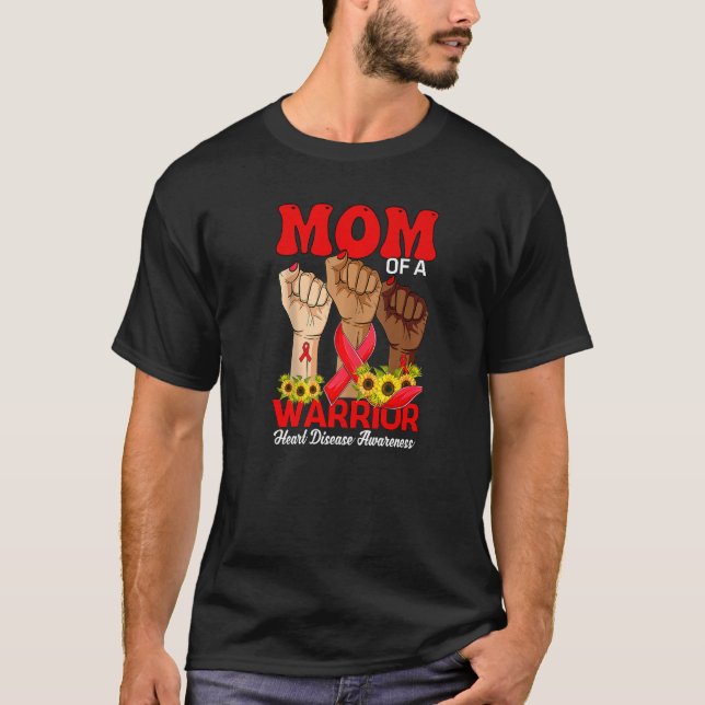 Hand Mamma i Warrior Heart Disease Awareness Sunf T Shirt (Framsida)