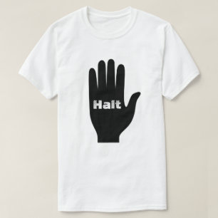 Hand med ord Halt inuti T Shirt