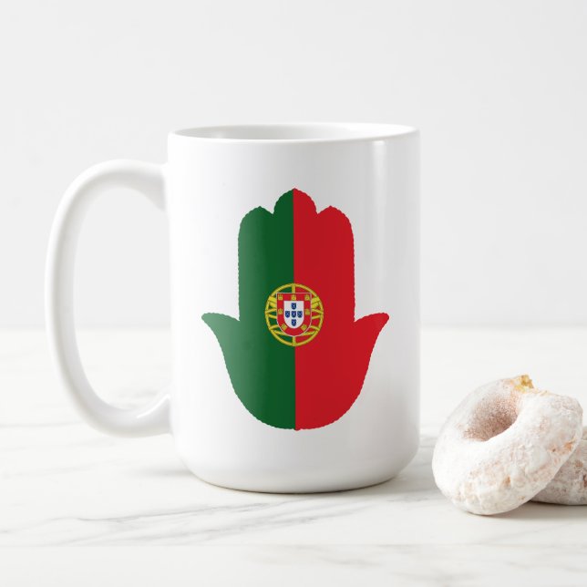 HAND MED Portugal Flagga Kaffemugg (Med munk)