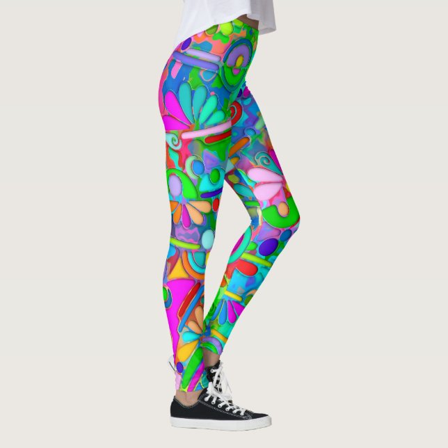 Hand- och digitalt målad mönsterkonst 18 leggings (Höger)