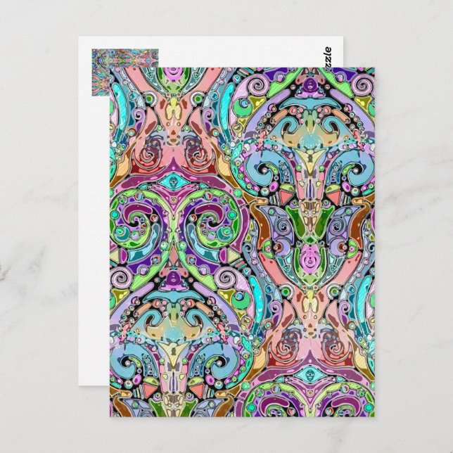 Hand- och digitalt måladt mönsterkonst 10 vykort (Fram/baksida)