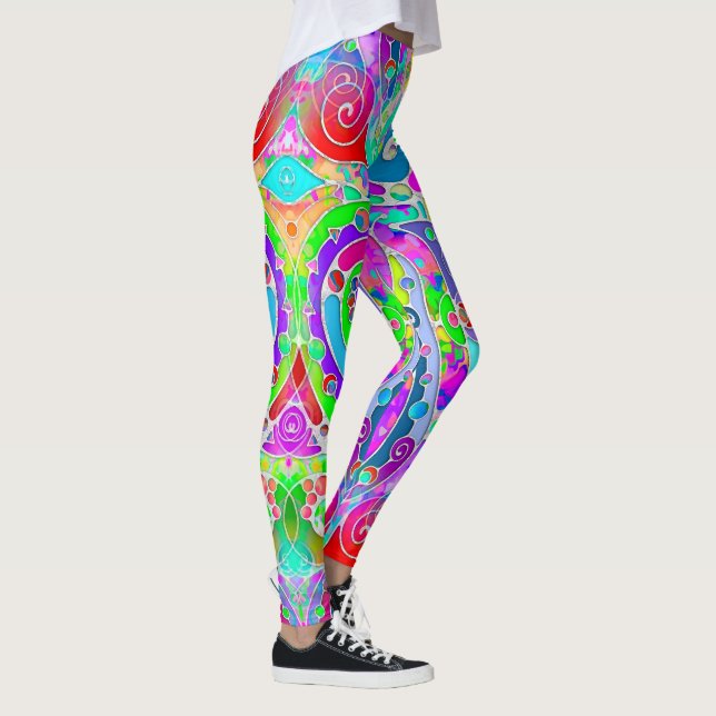 Hand- och digitalt måladt mönsterkonst 22 leggings (Höger)