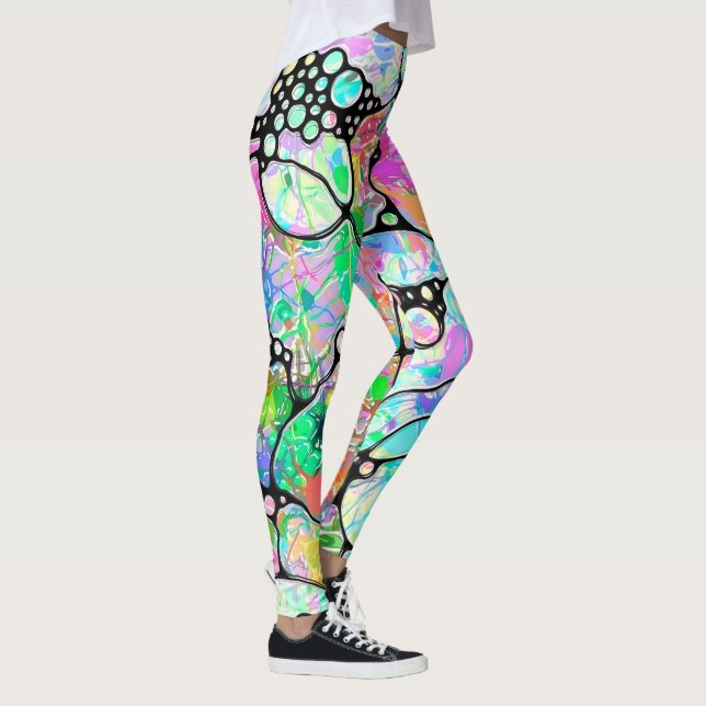 Hand och digitalt måladt mönsterkonst 31 leggings (Höger)