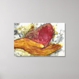 Hand och hjärta med Kärlek inlindad ram Canvastryck