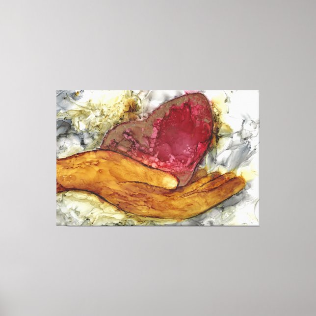 Hand- och hjärtram på 60 x 40 tum canvastryck (Framsida)