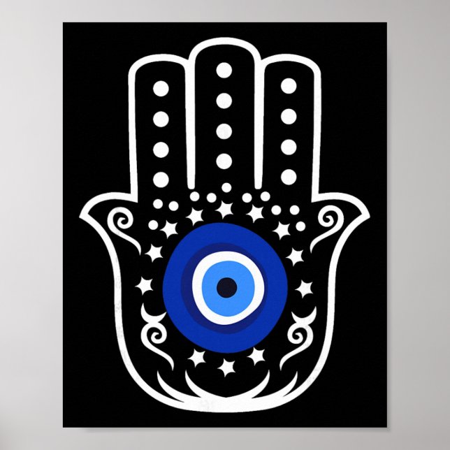 Hand Of Hamsa Fatima Turkisk Tiger Eye Ondskans Sk Poster (Framsidan)
