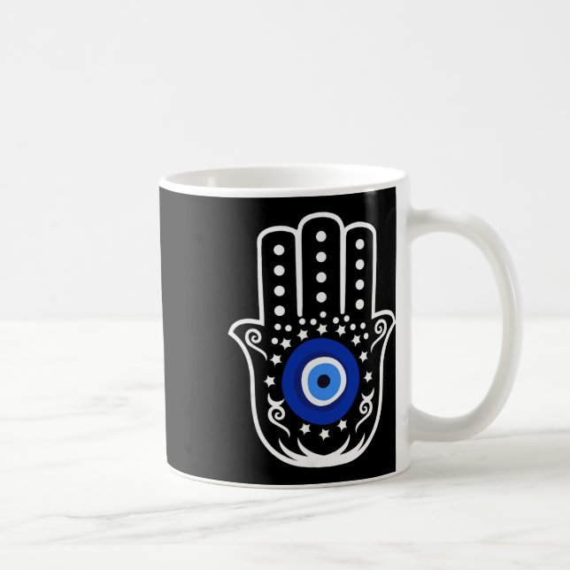 Hand Of Hamsa Fatima Turkiskt Tiger Eye Ondskans S Kaffemugg (Höger)