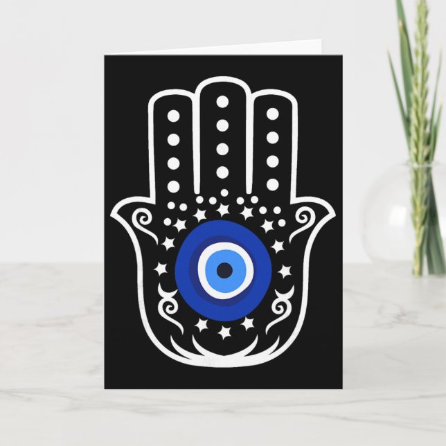 Hand Of Hamsa Fatima Turkiskt Tiger Eye Ondskans S Kort (Framsida)