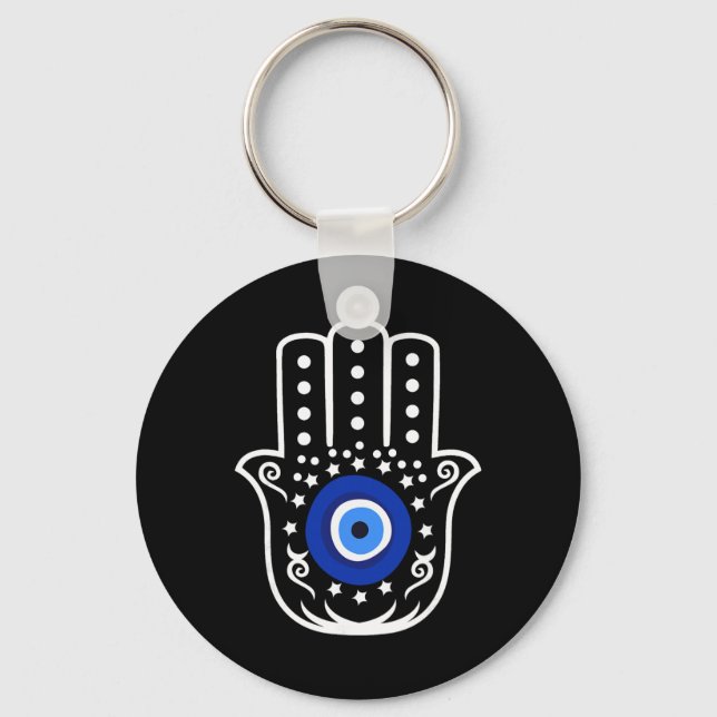 Hand Of Hamsa Fatima Turkiskt Tiger Eye Ondskans S Nyckelring (Framsida)