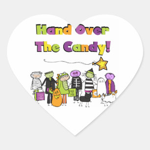 Hand över Candy Halloween Tshirts och Gifts Hjärtformat Klistermärke