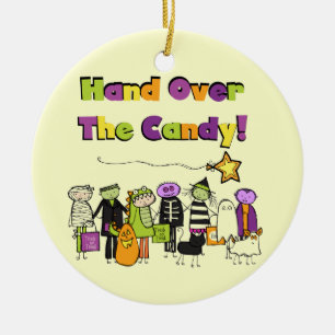 Hand över Candy Halloween Tshirts och Gifts Julgransprydnad Keramik