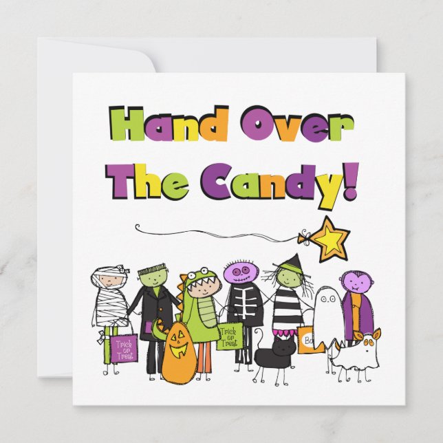 Hand över Candy Halloween Tshirts och Gifts Kort (Framsida)