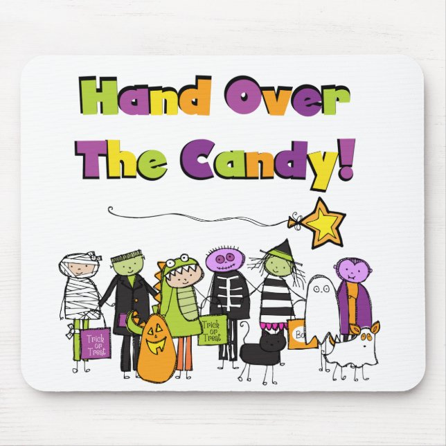 Hand över Candy Halloween Tshirts och Gifts Musmatta (Framsidan)