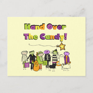 Hand över Candy Halloween Tshirts och Gifts Vykort