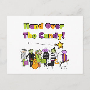 Hand över Candy Halloween Tshirts och Gifts Vykort