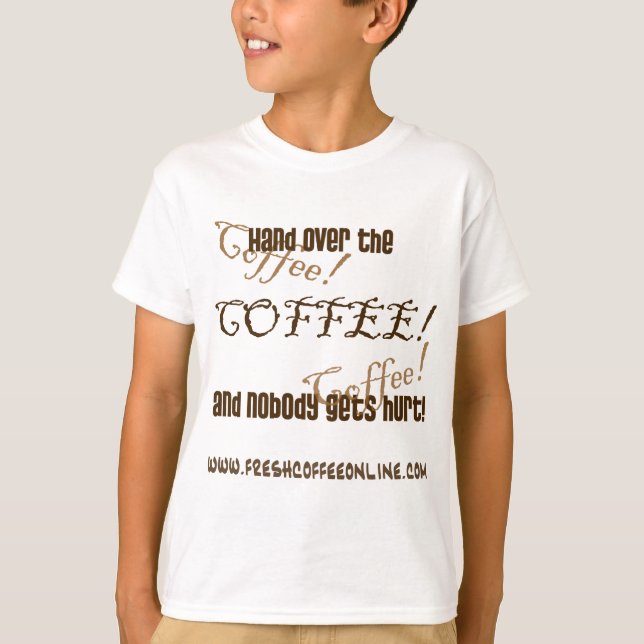 Hand över kaffet t-shirt (Framsida)