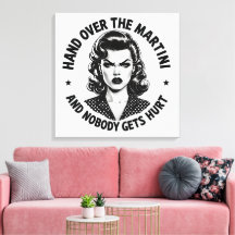 Hand över Martini - Retro Canvas Wall Art