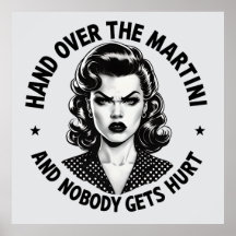 Hand över Martini - Retro Funny Wall Art