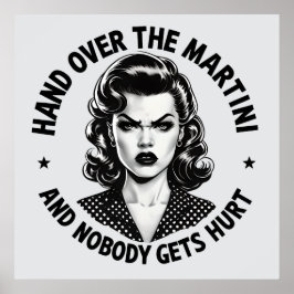 Hand över Martini - Retro Funny Wall Art Poster