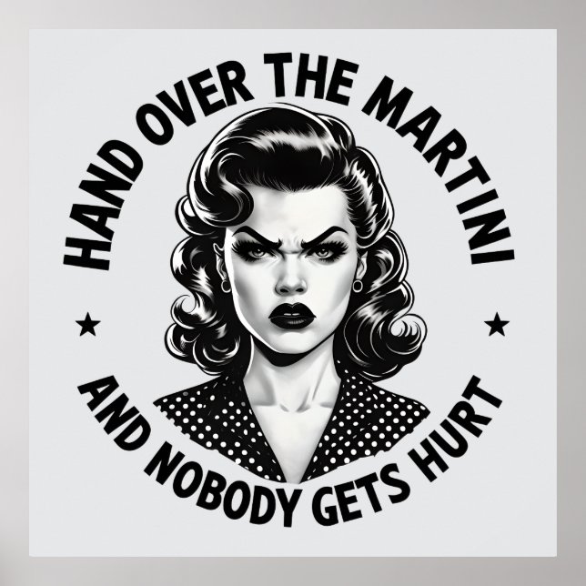 Hand över Martini - Retro Funny Wall Art Poster (Framsidan)
