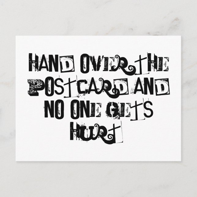 Hand över vykortet och ingen får ont vykort (Framsida)