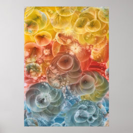 Hand Painted Abstract Energy Color Burst Art Poster