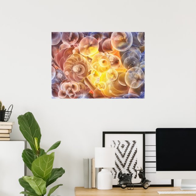 Hand Painted Abstract Flowers Gouache Fantasy Ar Poster (Hemmakontoret)