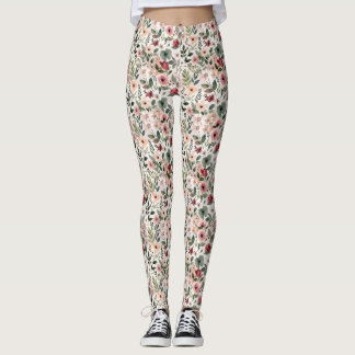 Hand-Painted Blossoms in Modern Watercolor Eleganc Leggings