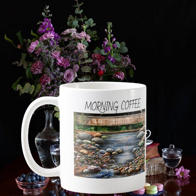 Hand Painted Brook Morning Coffee Personalize Kaffemugg (Skapare uppladdad)
