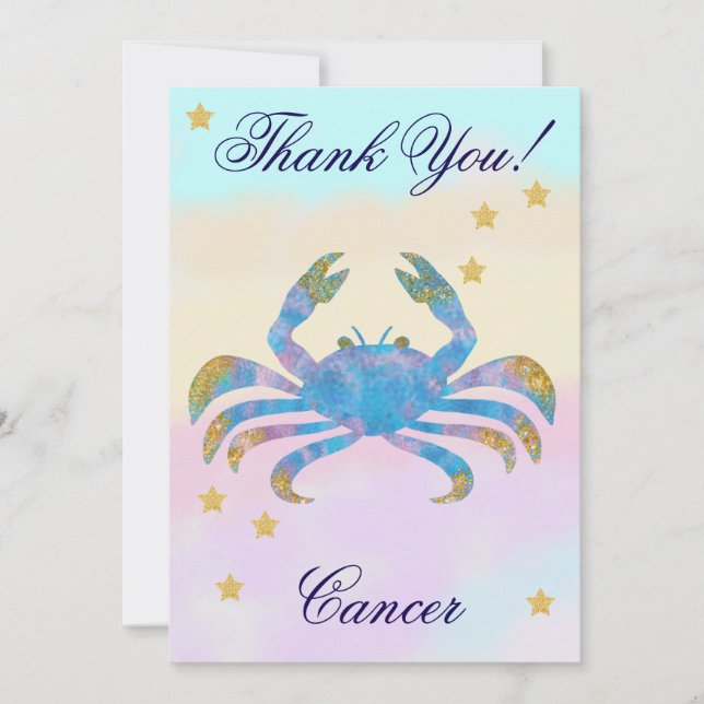 Hand-Painted Cancer Birthday Thank You Tack Kort (Framsida)