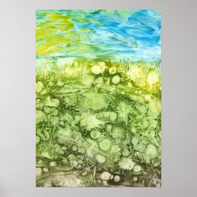 Hand Painted Dandelion Field and Blue Sky Poster (Framsidan)