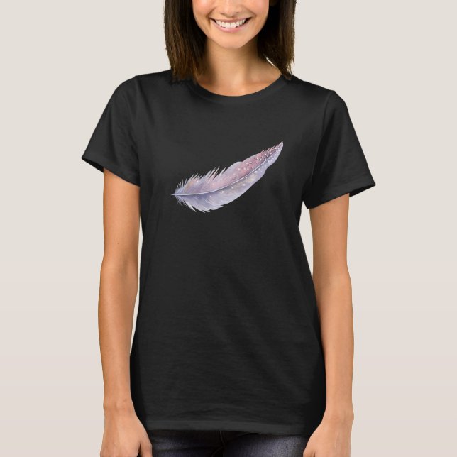 Hand-Painted Feather T-Shirt Design Bird Feather T (Framsida)