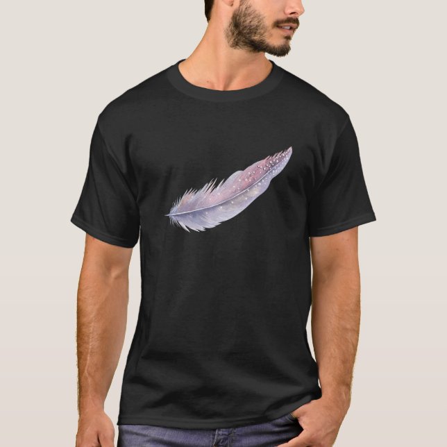 Hand-Painted Feather T-Shirt Design Bird Feather T (Framsida)