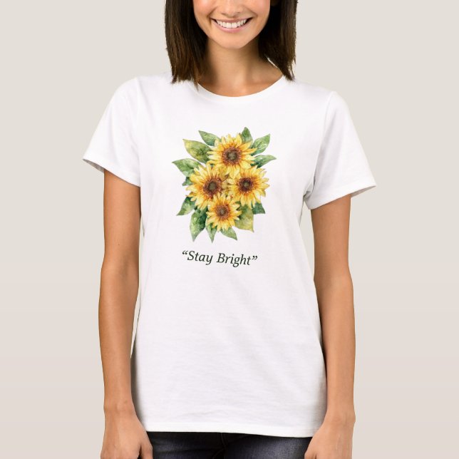 Hand-Painted Floral Summer Design T Shirt (Framsida)