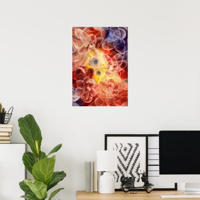 Hand Painted Gouache Floral Abstract Poster (Hemmakontoret)