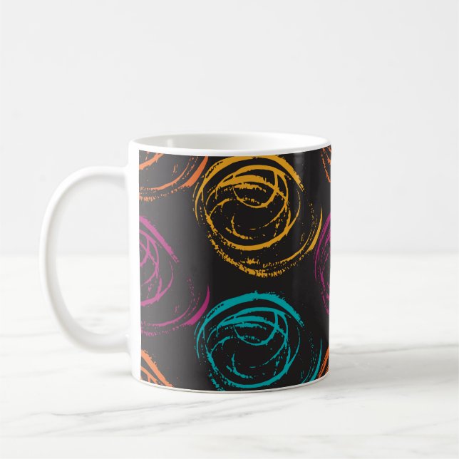 Hand painted grange texture. Ink geometric element Kaffemugg (Vänster)