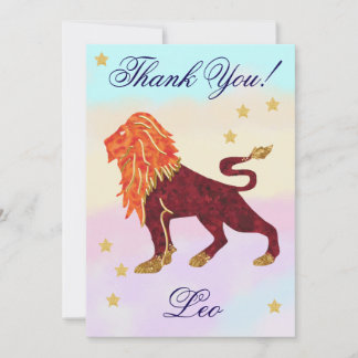 Hand-Painted Leo Birthday Thank You Tack Kort