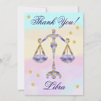 Hand-Painted Libra Birthday Thank You Tack Kort