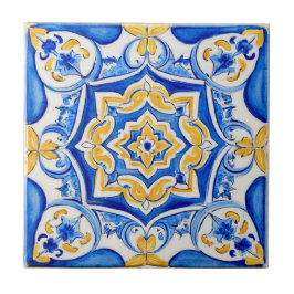 Hand-Painted Majolica Pattern Kakelplatta