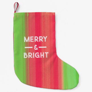 Hand Painted Merry and Bright Liten Julstrumpa