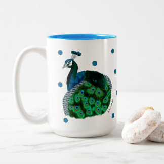 Hand-painted Peafowl Mug Två-Tonad Mugg