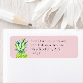 Hand-Painted Pineapple Blush Pink Return Address Returadress Etikett