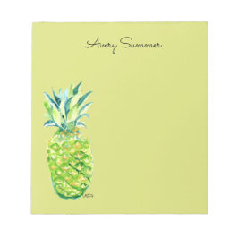 Hand-Painted Pineapple Green Grocery List Anteckningsblock