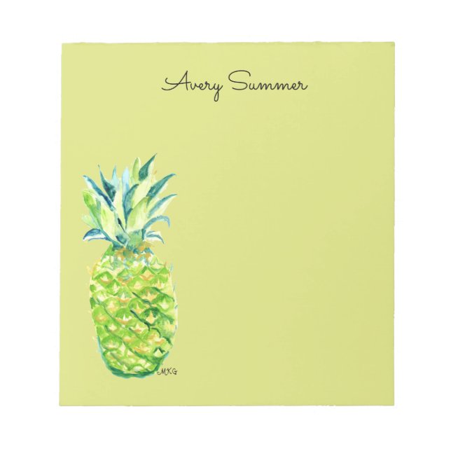 Hand-Painted Pineapple Green Grocery List       Anteckningsblock (Framsida)