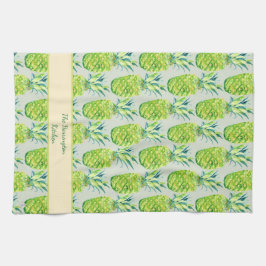 Hand-Painted PIneapple Personalized Watercolor Kökshandduk