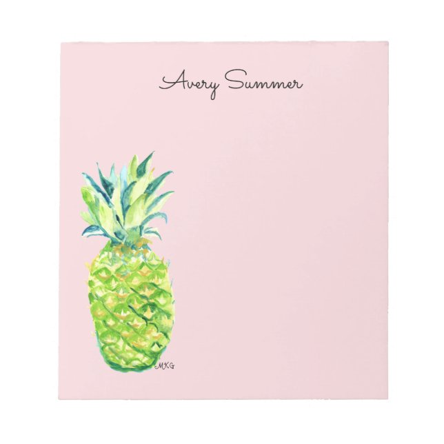Hand-Painted Pineapple Pink Grocery List       Anteckningsblock (Framsida)